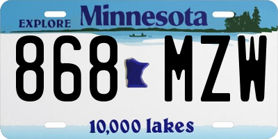 MN license plate 868MZW