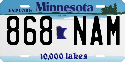 MN license plate 868NAM