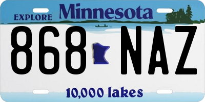 MN license plate 868NAZ