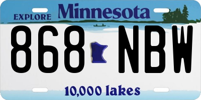 MN license plate 868NBW