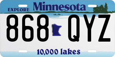 MN license plate 868QYZ