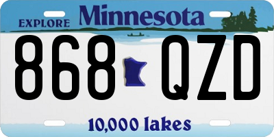 MN license plate 868QZD