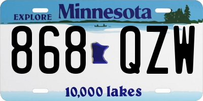 MN license plate 868QZW