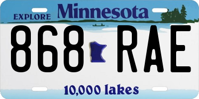 MN license plate 868RAE