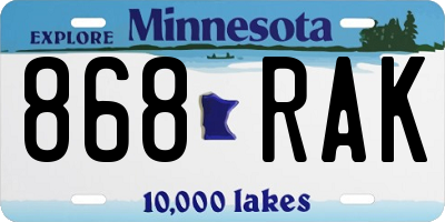 MN license plate 868RAK