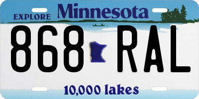 MN license plate 868RAL