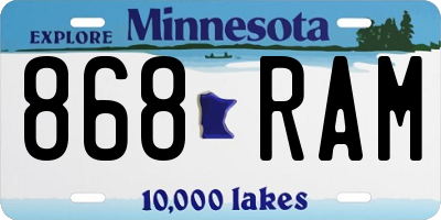 MN license plate 868RAM