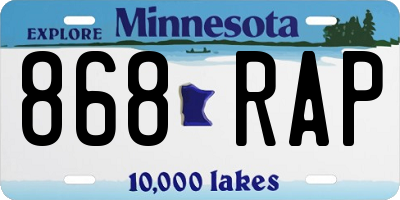 MN license plate 868RAP