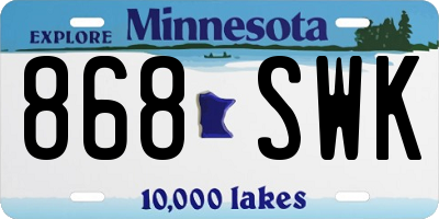 MN license plate 868SWK