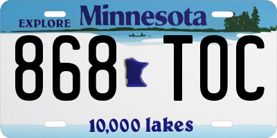 MN license plate 868TOC