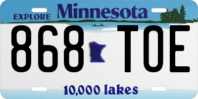 MN license plate 868TOE
