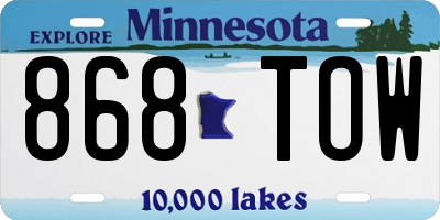 MN license plate 868TOW