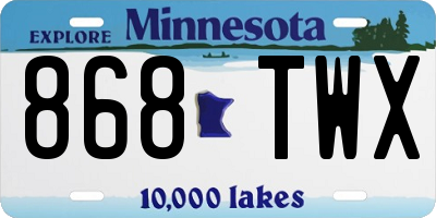 MN license plate 868TWX