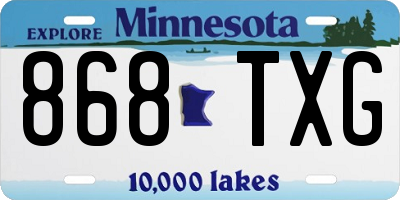 MN license plate 868TXG