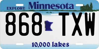 MN license plate 868TXW
