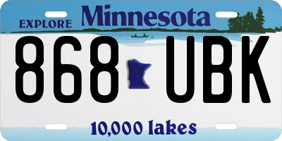 MN license plate 868UBK