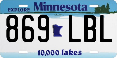 MN license plate 869LBL