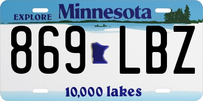 MN license plate 869LBZ