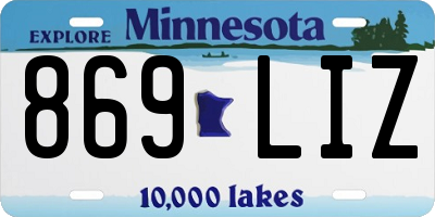 MN license plate 869LIZ