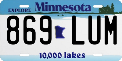 MN license plate 869LUM