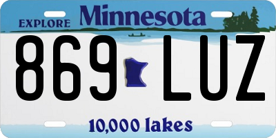 MN license plate 869LUZ