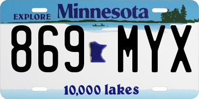 MN license plate 869MYX