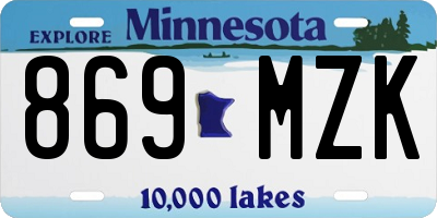 MN license plate 869MZK