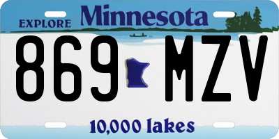MN license plate 869MZV