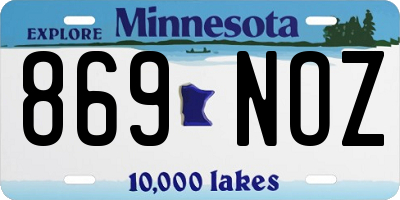 MN license plate 869NOZ