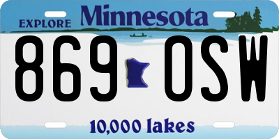 MN license plate 869OSW