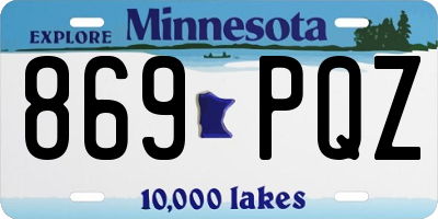 MN license plate 869PQZ
