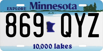 MN license plate 869QYZ