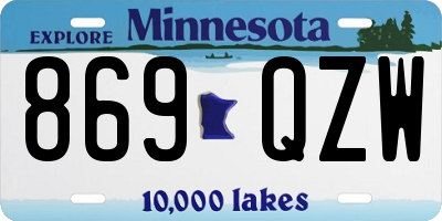 MN license plate 869QZW