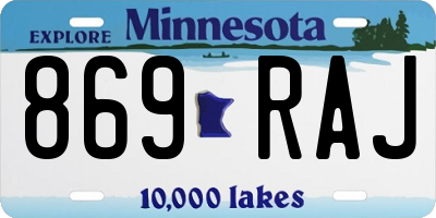 MN license plate 869RAJ