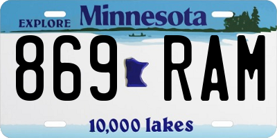 MN license plate 869RAM