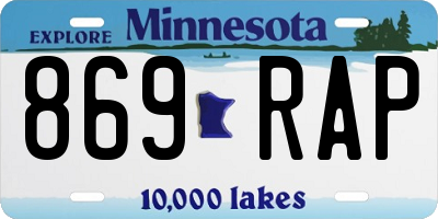 MN license plate 869RAP