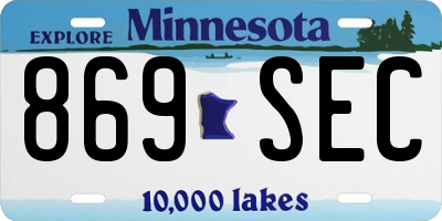 MN license plate 869SEC