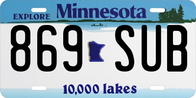 MN license plate 869SUB