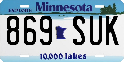 MN license plate 869SUK