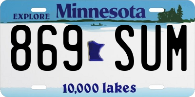 MN license plate 869SUM