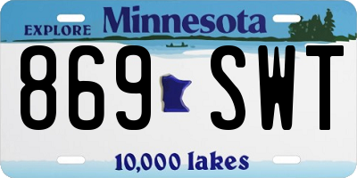 MN license plate 869SWT