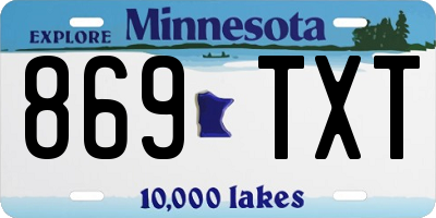 MN license plate 869TXT