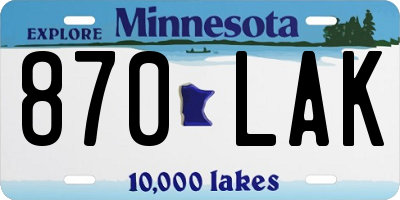 MN license plate 870LAK