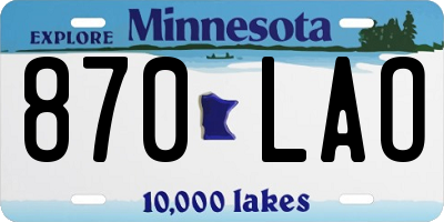MN license plate 870LAO