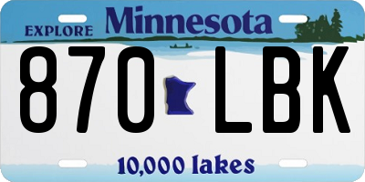 MN license plate 870LBK