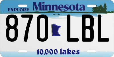 MN license plate 870LBL