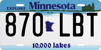 MN license plate 870LBT