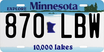 MN license plate 870LBW