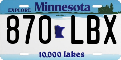 MN license plate 870LBX