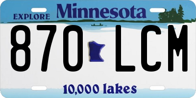 MN license plate 870LCM